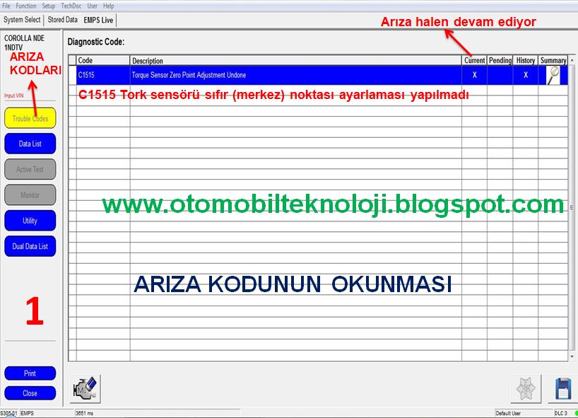 Toyota C1515 Arıza Kodu Tork Sensörü Arızası Belirtileri ve Çözümü